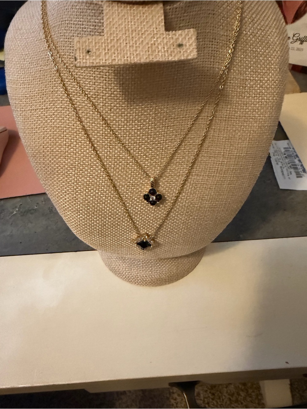 Park Lane Gold-Tone Layered Necklace with Black Stones